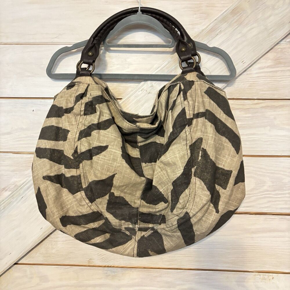 Ann Taylor LOFT Animal Print Hobo Bag Tote Purse Large Brown